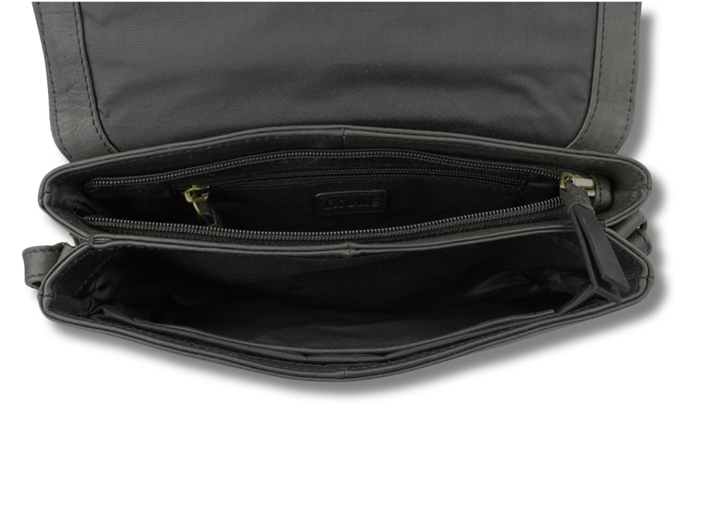 Zwarte Leren Schoudertas Dames – Britt | Just Lioné - Lioné - Lioné