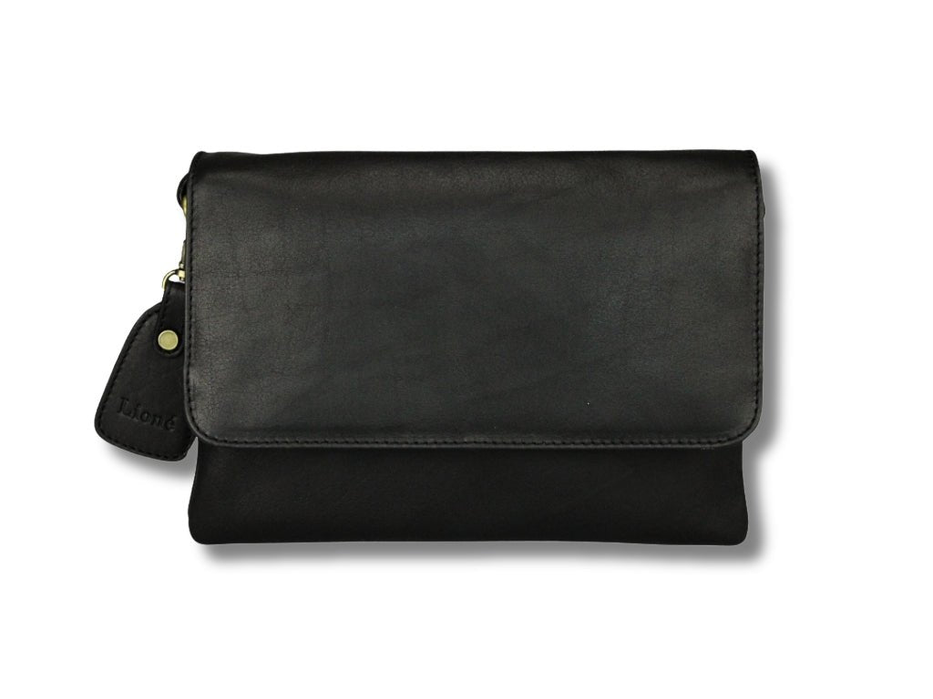 Zwarte Leren Schoudertas Dames – Britt | Just Lioné - Lioné - Lioné