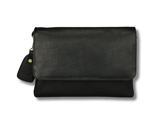 Zwarte Leren Schoudertas Dames – Britt | Just Lioné - Lioné - Lioné