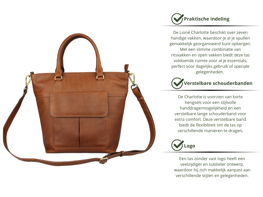 Leren Shopper Cognac Charlotte - Lioné - Lioné