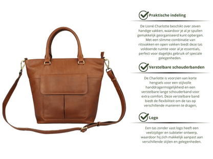 Leren Shopper Cognac Charlotte - Lioné - Lioné